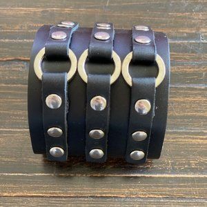 Black cuff bracelet with silver hardware - unisex